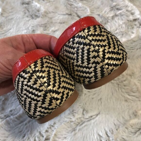 Rowen woven raffia ivory and black flats size 8M - Picture 3 of 10